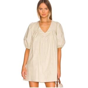 Tularosa - NWT Sydney Mini Sandstone Linen Blend Puff Sleeve Open Back Tie Sz M
